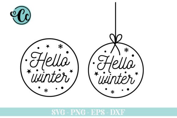Hello Winter Round Sign: Graphics for Crafts Branding