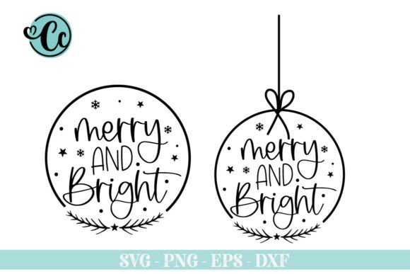 Merry and Bright Round Sign: Graphics for Crafts