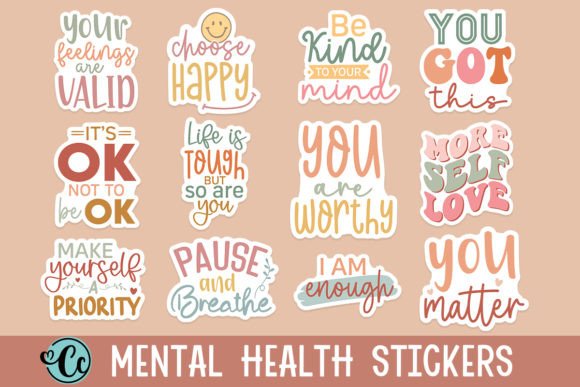 Printable Mental Health Stickers: Graphics for Crafts