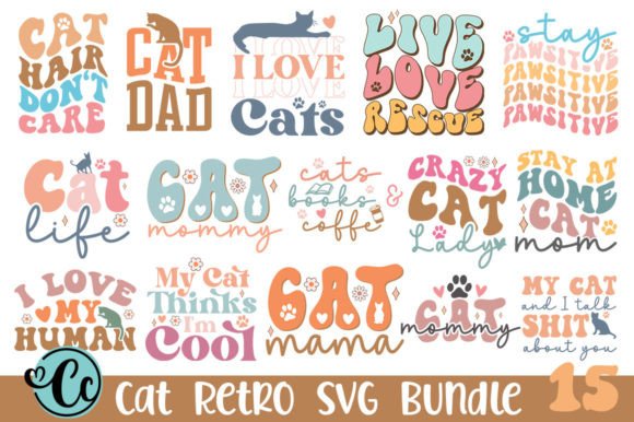 Retro Cat SVG Bundle: Graphics for Crafts