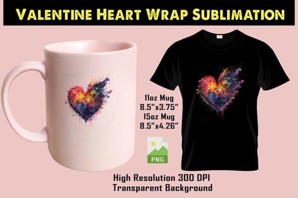 Valentine Heart Splashes Sublimation: Graphics for Crafts