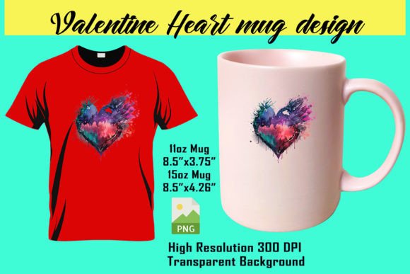 Water Color Valentine Heart PNG for Crafts Graphics